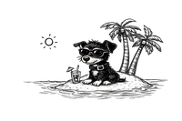 Dog relaxing on an island